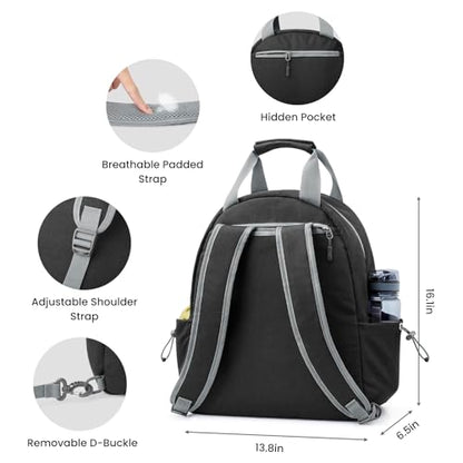 G4Free Tennis Backpack, Pickleball Bag Tote, Large Pickleball Bags for Women and Men, Casual Sports Gym Tennis Bag - color: Black