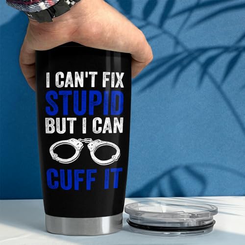 Police Tumbler 20oz Stainless Steel Insulated Coffee Travel Mug Cup Police Officer Gifts for Men Dad Husband on Birthday Christmas Fathers Day - color: Police