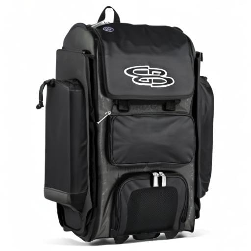 Boombah Rolling Catcher's Superpack Baseball/Softball Gear Bag - 23-1/2" x 13-1/2" x 9-1/2" - Multiple Colors - Telescopic Handle and Holds 4 Bats - Wheeled Version