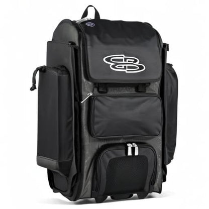 Boombah Rolling Catcher's Superpack Baseball/Softball Gear Bag - 23-1/2" x 13-1/2" x 9-1/2" - Multiple Colors - Telescopic Handle and Holds 4 Bats - Wheeled Version