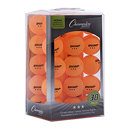 Champion Sports 3 Star Table Tennis Ball Pack – Tournament Size, 40mm Seamless, CTTA & ITTA Approved - style: Box of 38 (Orange)