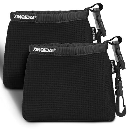 Golf Club and Golf Ball Cleaning Bag - Cleans Club Grooves, Waterproof Clean Face Tech, Detachable Clip, Machine Washable, Stay-Dry Exterior,Golfer Gifts for Men(2, Black) - color: 2-Pack Black