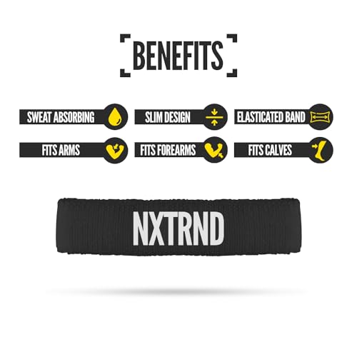 1 Pair Nxtrnd Bicep Bands, Sweat-Absorbent Arm Sweatbands, Football Accessory - color: Black