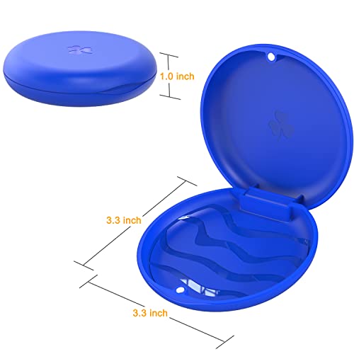 2-Pack Ultra-Thin Round Aligner & Retainer Case with Magnetic Closure – Slim Portable Travel Container for Braces, Mouth Guard, Night Guard, BPA-Free Anti-Slip Water Ripple Design (Blue) - color: Blue