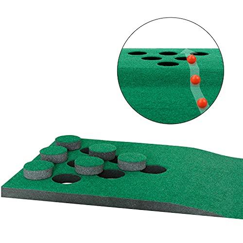 Crestgolf Mat Game Set Green Mat, Putting with 2 Adjustable Putters, 6 Golf Balls,12 Golf Hole Covers for Indoor&Outdoor Short Game Office Party Backyard Use