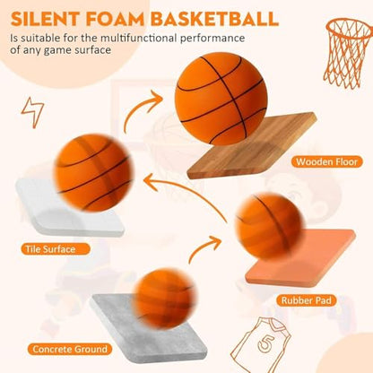 Silent Basketball Size 7 (29.5") - 2026 New Upgrade Foam Basketball Arcade Game Indoor | Ball for Quiet Dribbling and Indoor Training,Pro PU Foam Ball – Higher Bounce