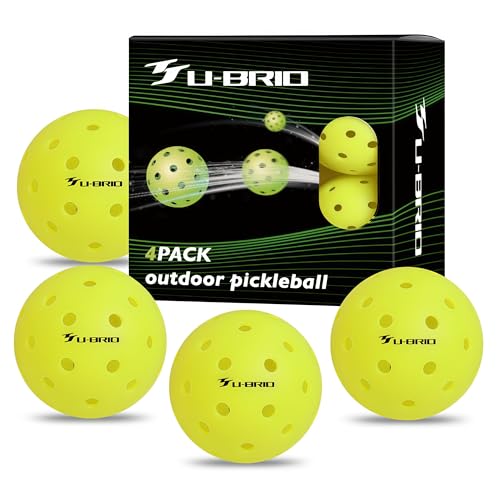Pro-Grade 40-Hole One-Piece Outdoor Pickleball Balls 3/4/12 Pack - Pro-Player Tested with Wind-Resistant Design, High-Visibility & 300+ Hit Durability for Competitive Play - color: yellow, size: 4 pack