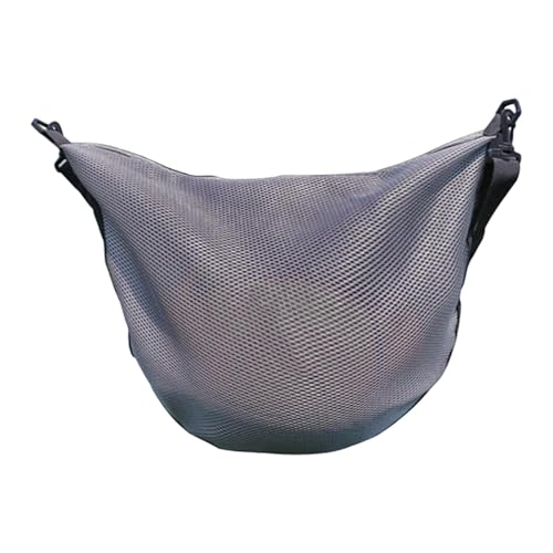 Basketball Equipment Bag with Adjustable Strap, Large Mesh Ball Storage for Helmet Volleyball Football, Gray