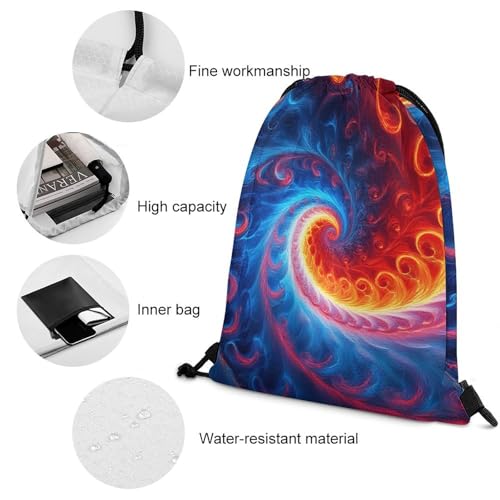 Water Resistant Drawstring Backpack Gym String Bag with Compartment for Yoga Swimming Beach Sports Unisex, Trippy Tie Dye Bags - color: Picture (1019)