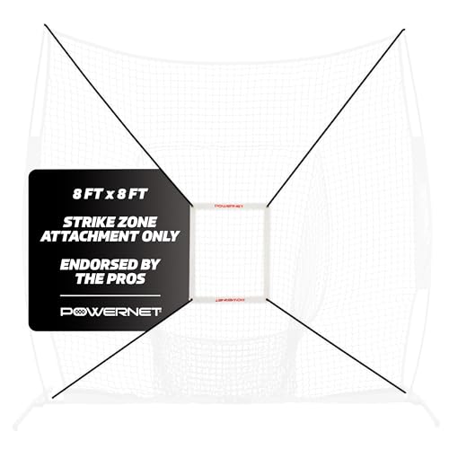 PowerNet Strike Zone Pitching Aid for 7 & 8 FT Nets, Baseball Training Equipment for Pitching Drills and Location Accuracy, Solo or Team Pitcher Training Aid, Net Sold Separately - Attachment Only