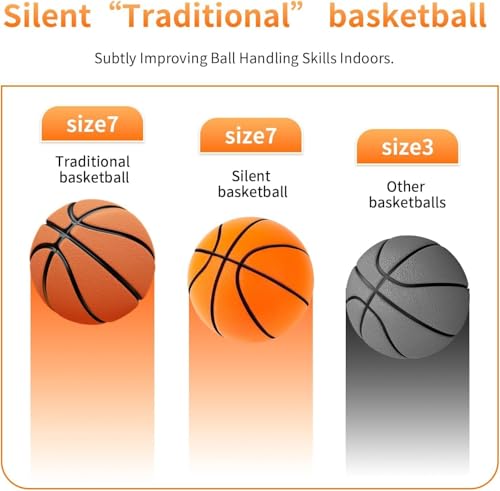 RVOGJP Silent Basketball Size 7 (29.5") - Upgrade Foam Basketball Arcade Game Indoor,Ball for Quiet Dribbling and Indoor Training,Pro PU Foam Ball – Higher Bounce