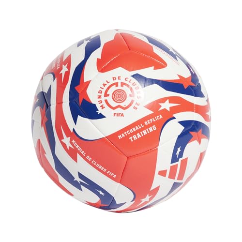 adidas FIFA Club World Cup Club Ball - Inspired Design, Durable Construction, Official Tournament Logo - color: White/Lucid Red/Power Blue/Black/Training, size: 3