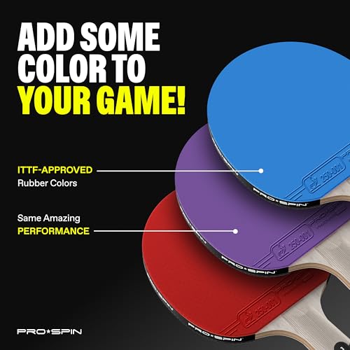 PRO-SPIN Ping Pong Paddles – ITTF Approved Professional Table Tennis Rackets with Carbon Fiber for Superior Control | 7-Ply Blade, Premium Rubber, 2.0mm Sponge - color: 4-Pack | Blue/Red