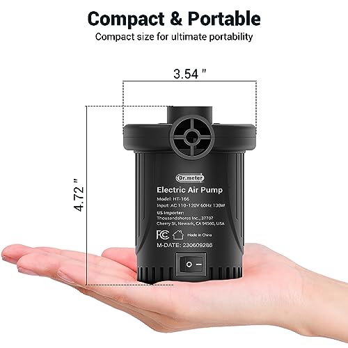 Dr.Meter Air Pump for Inflatables: AC 110V Air Mattress Pump with 3 Nozzles - Quick-Fill Electric Inflator Deflator for Inflatable Pool Raft Bed Boat Floats Swimming Rings Yoga Balls - style: HT-166