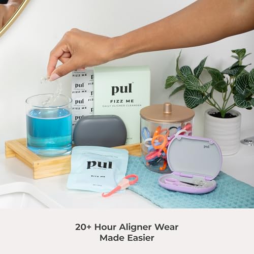 PUL Aligner Care Convenience Kit – Case + 2-in-1 Tool for Invisalign, Retainers, Partial Dentures, Mouth & Night Guards & More – White Case & 2-Pack of White Aligner Seating Chewie & Removal Tool - color: White Combo