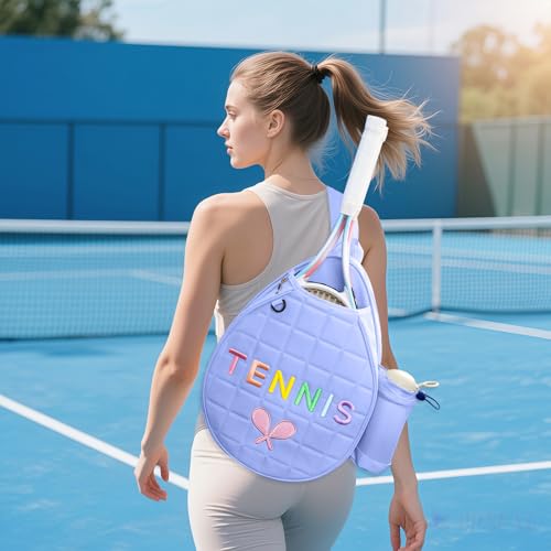 NZNDB Tennis Bags for Women Girl, Tennis Sling Crossbody Backpack, Water Resistant Tennis Bag for Pickleball, Tennis, Racketball - color: Blue