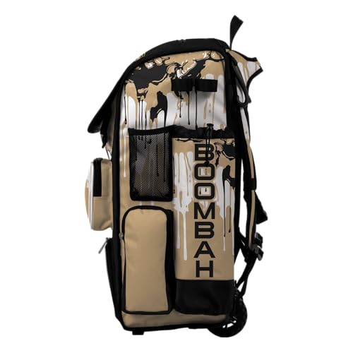 Boombah Superpack Hybrid Rolling Bat Bag - Wheeled & Backpack Version - Graffiti Drip - Multiple Color Options - color: Black/Vegas Gold/White