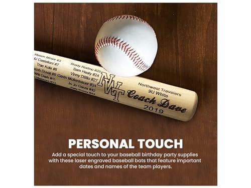 Bird's Wood Shack Mini Baseball Bat Keepsake - Solid Wood, Laser-Engraved Customizable Mini Bat for Teammates, Coaches, Ring Bearers - Baseball Bat Decor - 18-inch - Unique Trophy for Little League