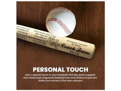 Bird's Wood Shack Mini Baseball Bat Keepsake - Solid Wood, Laser-Engraved Customizable Mini Bat for Teammates, Coaches, Ring Bearers - Baseball Bat Decor - 18-inch - Unique Trophy for Little League