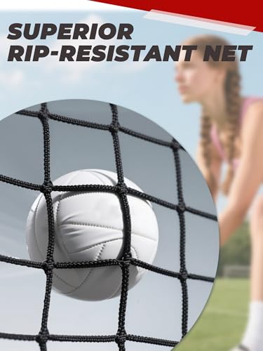 Volleyball Training Practice Net Station, 8 x 11 FT Volleyball Training Equipment for Serving Setting Spiking, Adjustable Practice Net for Indoor and Outdoor Use