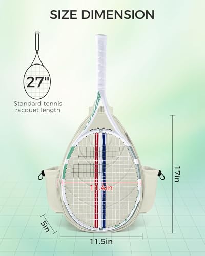 Tennis Bag, Water Resistant Tennis Backpack for Women Men, Quilted Crossbody Sling Design for Tennis, Pickleball, Badminton Rackets