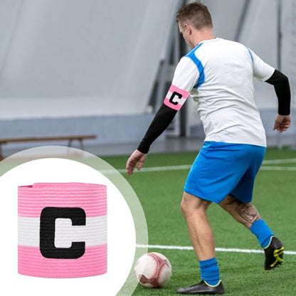 3 Pcs Pink Soccer Captain Armband, Adjustable Arm Bands for Soccer Captain, Nylon Team Sport Armband for Football Basketball, Elastic Protective Arm Badge Leader Armbands for Outdoor Team Sports