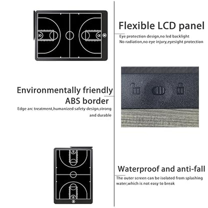 Basketball Coaching Board, 16 Inch LCD Coach Clipboard, Basketball Marker Training Equipment Accessories with Pen