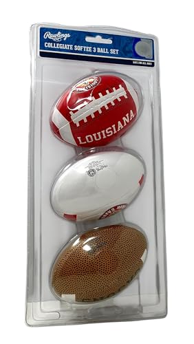 Rawlings NCAA 3 Pack Softee Football, 5", Team Colors - style: Louisiana Lafayette