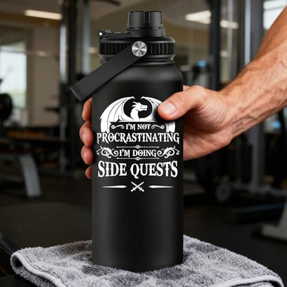 Fufandi Dnd Gifts for Men, Dungeon Master Mug - Dungeons and Dragons Gifts, Gamer Gift, Gaming Mug - D&D Lovers Gamer Gift - Dnd Water Bottle 32oz - color: Dnd Black