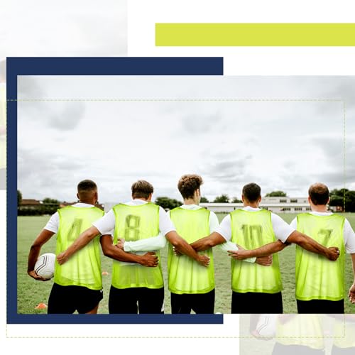 Boyiee Pinnies Scrimmage Vests, Nylon Mesh Team Practice Jersey Youth Pinnies for Sports Basketball Soccer Football - color: Fluorescent Green and Blue
