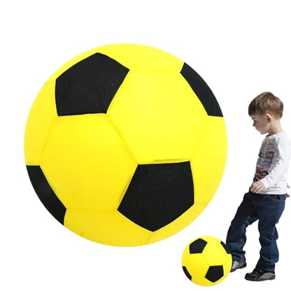 Inflatable Soft Football, Simulation Soccer Ball, 9.84 Inches Beach Toy with Leakproof, Elastic PVC Spheres, Indoor Play Toy with Bounce Design, Blow Up Football for Outdoor Use - color: Velvet Yellow