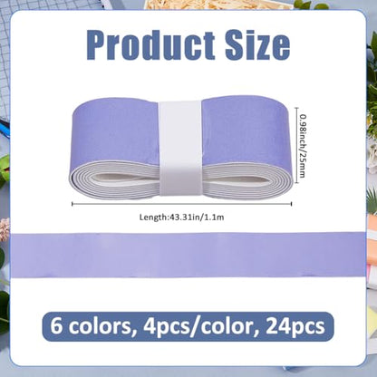 SUPERFINDINGS 24Pcs 6 Colors Racket Grip Tape 2cm/0.98" Wide PU Leather Anti-Slip Tennis Overgrip Sweat Absorbent Grip Wrap for Badminton Racket Tennis Pickleball Handle, Length: 43.3"/Roll