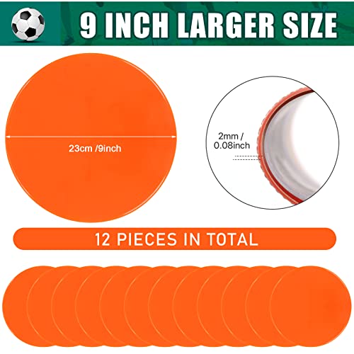 Spot Markers 4inch 9inch Rubber Agility Dots Flat Cones Non Slip Sports Dots Floor Spots Agility Markers for Kids Soccer Football Basketball Speed Agility Training - style: 12pcs Orange 9inch
