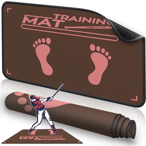 2F22E Baseball Hitting Mat,Indoor/Outdoor Portable Batting Cage Mat,35.4 * 23.6 Inch Baseball and Softball Batter Stance Training Mat for Kids to Improve Posture - color: Pink