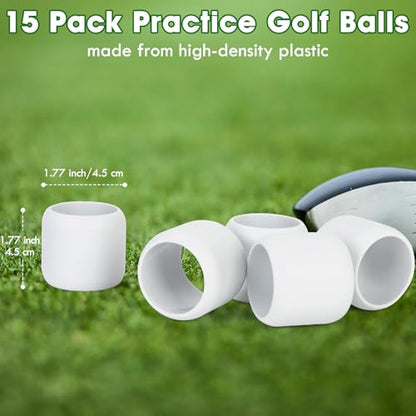 Practice Golf Balls (Pack of 15) - Lightweight Limited Flight Golf Training Balls for Full Swing & Backyard Practice, Perfect Training Aid for Golfers and Beginners, Indoor/Outdoor Use