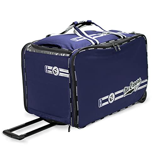 No Errors Ball Boy XL Wheeled Baseball Coaches Bag - Heavy Duty Baseball and Softball Bag for Coaches - Holds Two 6 Gallon Ball Buckets and Coaching Equipment - color: Navy