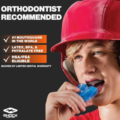 Shock Doctor Mouth Guard for Braces, Blue, Youth