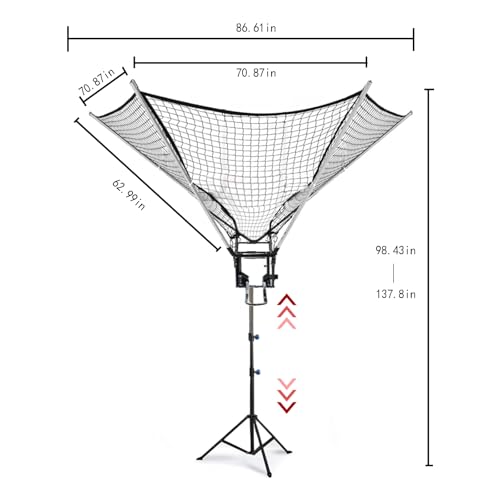 Basketball Rebounder 180° Rotating Universal Fit for All Rims, 86" Wide Net Return System, Portable Shooting High-Efficiency Training & Trainer for Solo Practice