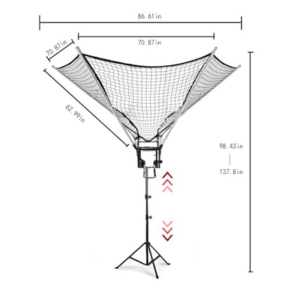 Basketball Rebounder 180° Rotating Universal Fit for All Rims, 86" Wide Net Return System, Portable Shooting High-Efficiency Training & Trainer for Solo Practice