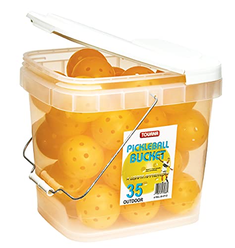 Tourna Strike Bucket of Pickleballs (35 Outdoor Balls), Yellow - style: 35 Pack