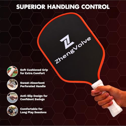 Carbon Fiber Pickleball Paddle, 16mm Lightweight Pickleball Racket with Honeycomb Core, Elongated Anti-Slip Handle & High Grit Surface for Spin, for Beginner to Professional Players
