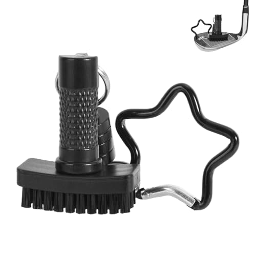 Penitue Mini Golf Club Brush, Portable Golf Brush Tool for Effective Cleaning with Retractable Quick-Release & Magnet Clip for Pants Bags Bristles Brushes and Groove Cleaner in One