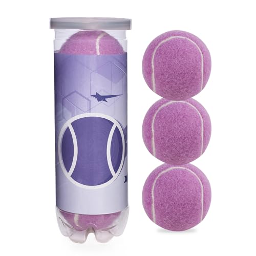 Tennis Balls 3/4 Pack – High Elasticity Training & Practice Balls for Beginners, Durable High-Visibility Colored Balls for Dog Exercise, Ideal for Hard, Clay & Grass Courts - color: Purple-3P