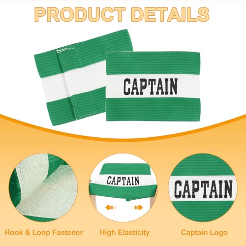 MECCANIXITY Soccer Captain Armband, Captain Arm Band for Soccer Elastic Captain C Arm Band Sport Captain Armbands for Football Team Training Youth & Adult - color: Green