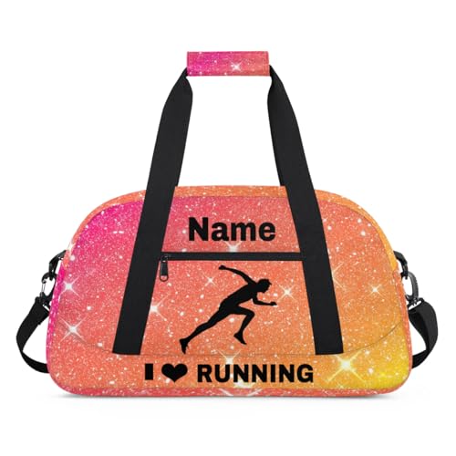 Custom Sport Duffel Bag Running Personalized Name Sports Bag Overnight Weekender Bag Waterproof Travel Sport Gym Bags, Orange - color: Orange, style: Running