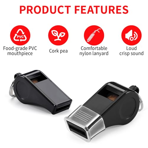 SPORTIC Whistle，3 Pack Durable Plastic Whistles with Lanyards – Loud Crisp Sound for Coaches, Referees, Training, Emergencies, and Outdoor Activities