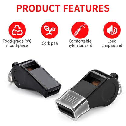 SPORTIC Whistle，3 Pack Durable Plastic Whistles with Lanyards – Loud Crisp Sound for Coaches, Referees, Training, Emergencies, and Outdoor Activities