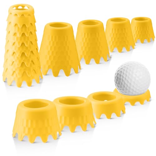 8 Pack ‌Simulator Golf Tees, TPU Unbreakable Material, Height from 1/4" to 2", Suitable for Indoor, Outdoor, Winter, Golf Mats, Turf and Driving Range - color: Yellow