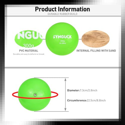 SYNGUCK 4/6 Pack Weighted Plyo Balls Set for Baseball & Softball Training - Improve Power, Pitching, Hitting - Perfect for Yoga, Fitness, Plyometrics - All Skill Levels - style: Green(10oz)