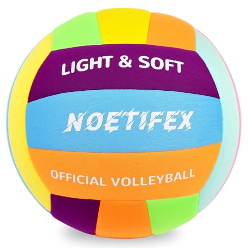 Soft Volleyball-Super Soft Fabric Light Volleyball for Indoor Practice Safe and Quiet Kids Youth Beginners House Yard Training Practice Games(Deflated) - color: Rainbow
